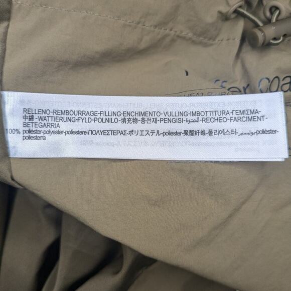 ZARA hooded puffer coat khaki green zip water repellent women's size XS - Picture 9 of 12